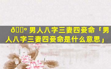 🌺 男人八字三妻四妾命「男人八字三妻四妾命是什么意思」